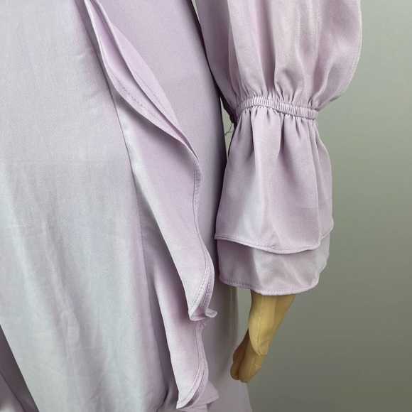 Long Sleeve Ruffle Cold Shoulder Lavender Maxi Dress - Picture 9 of 13